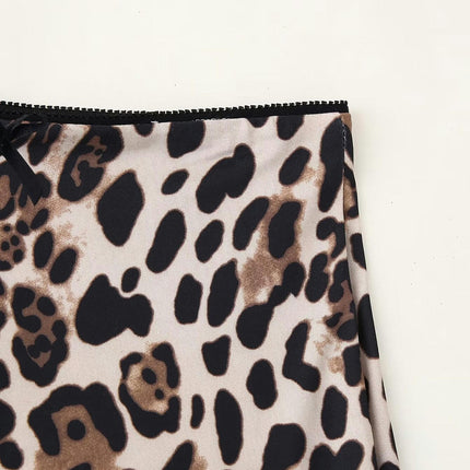 Women's Leopard Print Long Skirt High Waisted A Line Bodycon Maxi Skirts