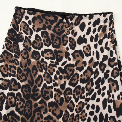 Women's Leopard Print Long Skirt High Waisted A Line Bodycon Maxi Skirts