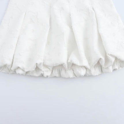 Women Ruffle Bubble Skirt Cute High Waist Balloon Pleated A Line Mini Skirt