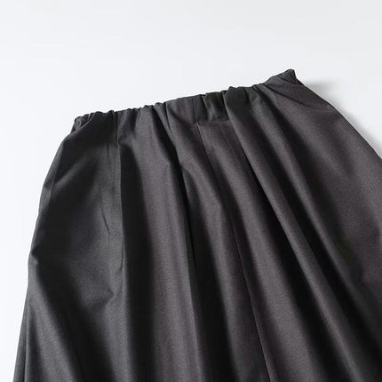 Womens Casual Elastic High Waisted A-Line Flowy Midi Skirt with Pockets