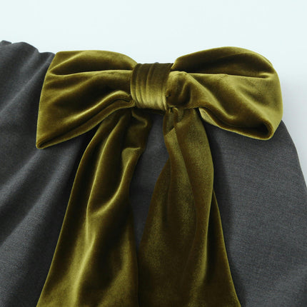 Women Ruffle Bubble Skirt Bow High Waist Pleated A Line Mini Balloon Skirt