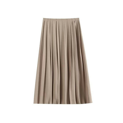 Women's High Waist Midi Skirts Elegant Pleated A-Line Flowy Skirt