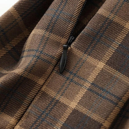 Women's Casual High Waist Plaid Short Skirt A Line Pleated Mini Skirt