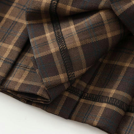 Women's Casual High Waist Plaid Short Skirt A Line Pleated Mini Skirt