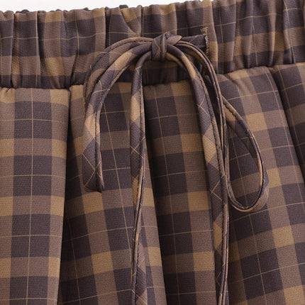 Women's Casual Plaid High Waist Pleated A-Line Short Mini Skirt