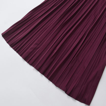 Women's Pleated Midi Skirt High Waisted A Line Flowy Casual Skirts