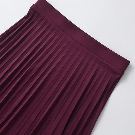 Women's Pleated Midi Skirt High Waisted A Line Flowy Casual Skirts