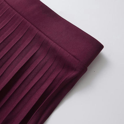 Women's Pleated Midi Skirt High Waisted A Line Flowy Casual Skirts