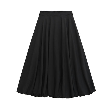 Women's Bubble Long Skirt High Waist A-Line Pleated Flowy Balloon Skirts