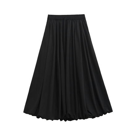 Women's Bubble Long Skirt High Waist A-Line Pleated Flowy Balloon Skirts