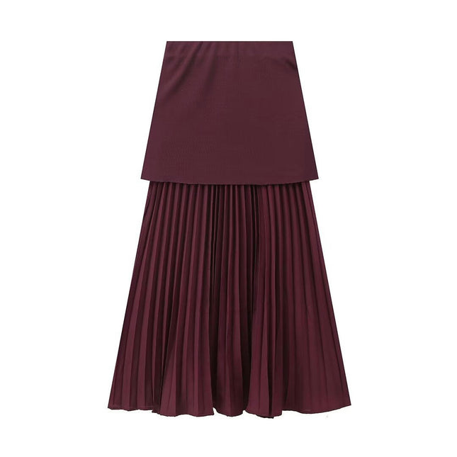 Pleated Midi Skirts for Women High Waisted Flowy Flare A Line Skirt