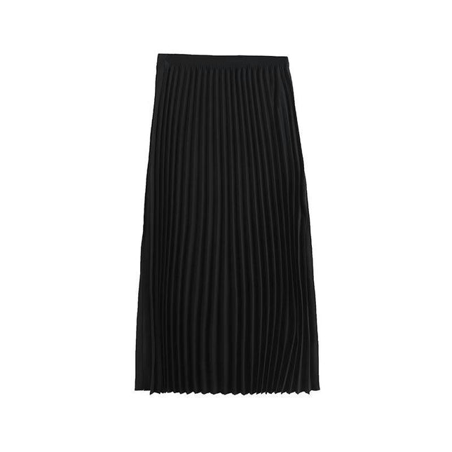 Womens Pleated Midi Skirt High Waist Swing Casual A-line Long Skirts