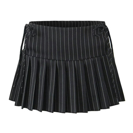 Plaid Mini Skirt for Women with Shorts High Waist Pleated A Line Skater Skirts
