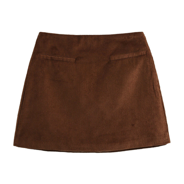 Womens Corduroy Mini Skirts High Waist Bodycon Pencil Short Skirt