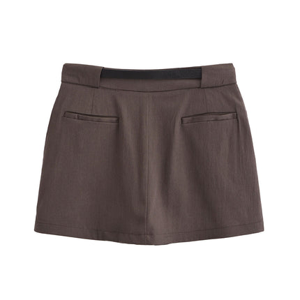 Women Mini Skirt Mid Waist Belted Casual A-line Bodycon Short Skirts