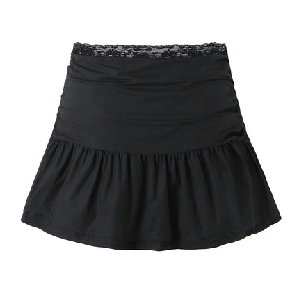 Womens Pleated Mini Skirt High Waisted Ruffle A Line Ruched Casual Skort Skater Skirts