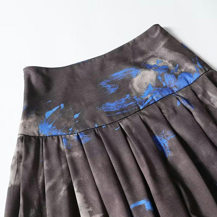 Women's Pleated A Line Flowy High Waisted Midi Skirt Elegant Casual Print Skirts