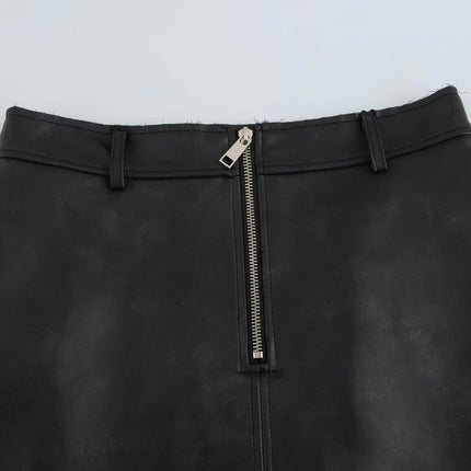 Women's Faux Leather Skirt High Waist Slit Bodycon Pencil Midi Skirts