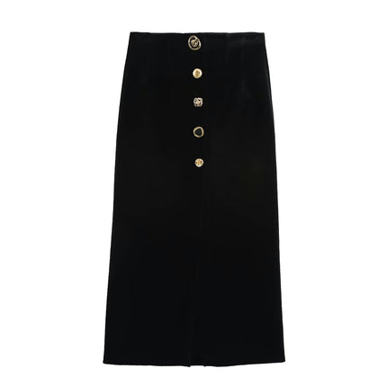 Women's Velvet Skirt High Waist Bodycon Slit Long Pencil Skirts