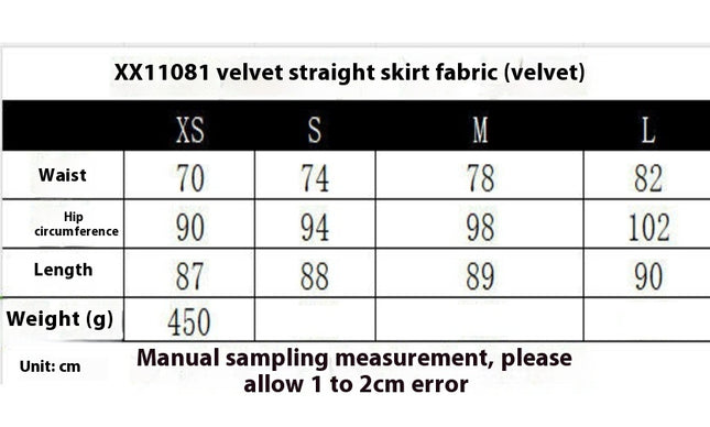 Women's Velvet Skirt High Waist Bodycon Slit Long Pencil Skirts