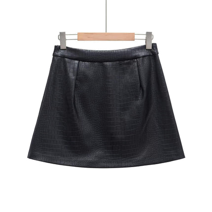 Women's Faux Leather Mini Skirts High Waist PU Bodycon A Line Short Skirt