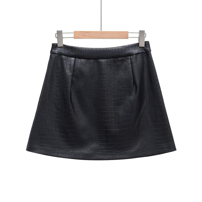 Women's Faux Leather Mini Skirts High Waist PU Bodycon A Line Short Skirt