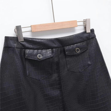 Women's Faux Leather Mini Skirts High Waist PU Bodycon A Line Short Skirt