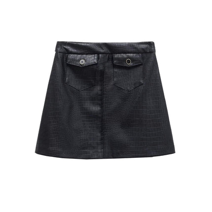 Women's Faux Leather Mini Skirts High Waist PU Bodycon A Line Short Skirt