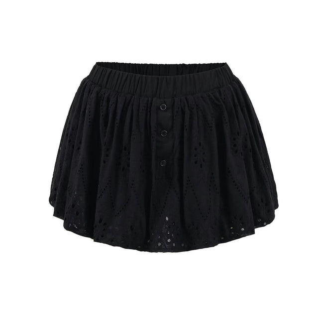 Women Pleated Elastic Waisted Balloon Skirts Casual Puff Bubble Mini Skirts