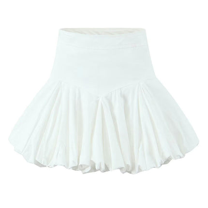 Women's Bubble Skirt Cute High Waist Pleated A-Line Puff Mini Skirt
