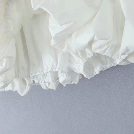 Women's Bubble Skirt Cute High Waist Pleated A-Line Puff Mini Skirt
