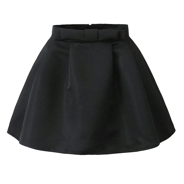 Women's High Waist A-Line Mini Skirt Bow Flared Short Skirt