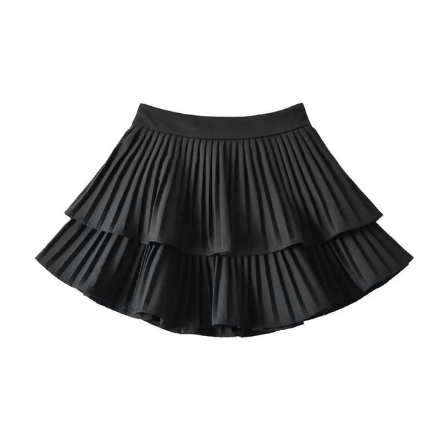 Women's Pleated Mini Skirt High Waist Layered Ruffle A Line Short Skirts
