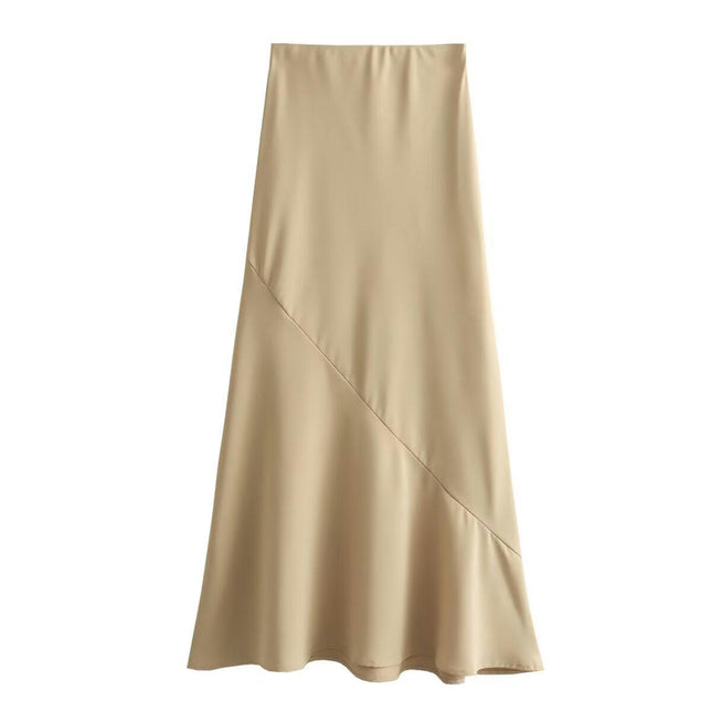 Women's High Waist Hidden Elasticized Waistband Flared Casual A Line Maxi Skirt