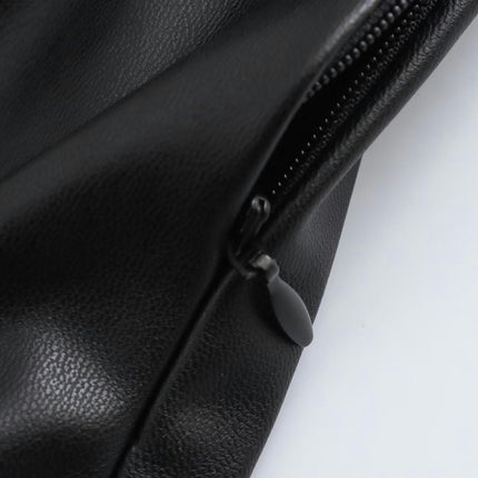 Women's High Waist Faux Leather A-Line Midi Skirt with Belt