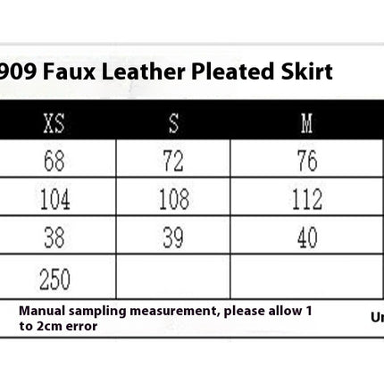 Women Faux Leather Mini Skirt High Waist Pleated A-Line Short Skirt