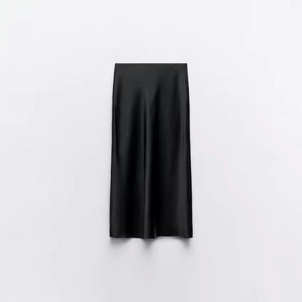 A-Line Skirts for Women High Waist Skirt Elegant Satin Midi Skirt