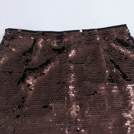 Women's Sequin Skirt High Waist Sparkle Night Out Party Midi Skirt