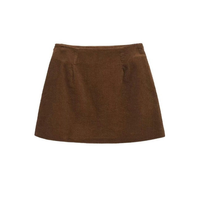 Womens Corduroy Mini Skirt Casual High Waist A-line Bodycon Short Pencil Skirts