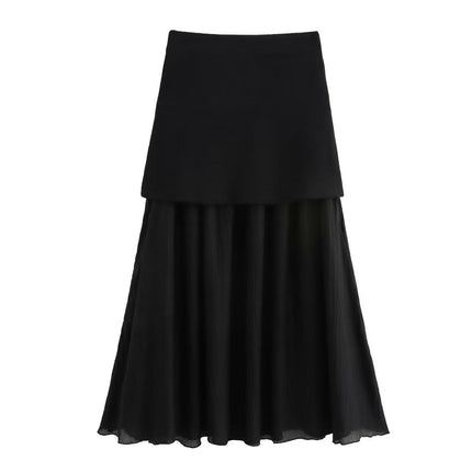 Women's High Waist Pleated Skirts Flowy A-Line Swing Long Skirt