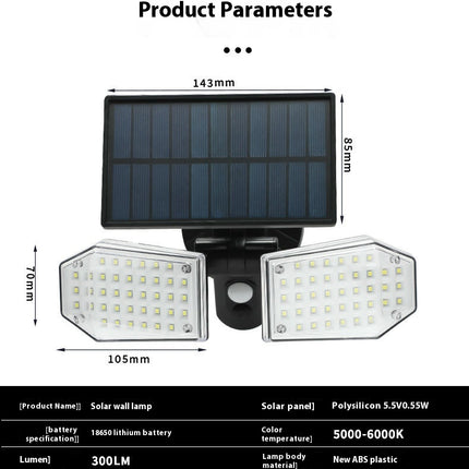 2 Pack Solar Lights Outdoor Waterproof LED High Brightness Cordless Solar Motion Sensor Lights