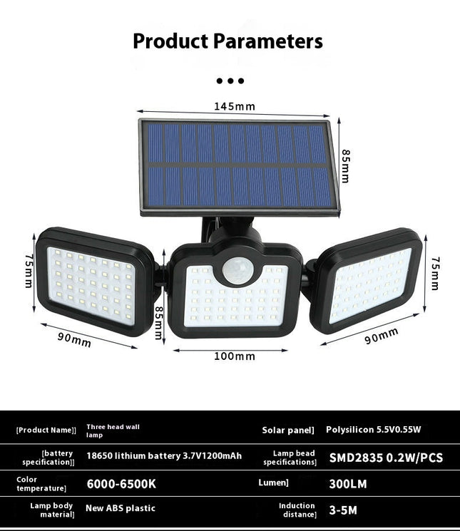 2 Pack Solar Motion Sensor Outdoor Lights Waterproof Solar Flood Wall Light for Garden Yard Patio