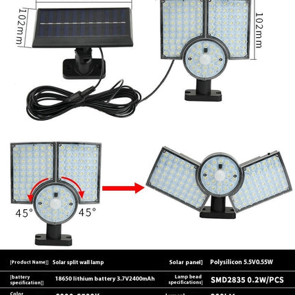 2 Pack Split Motion Sensor Flood Lights 3 Heads Waterproof 3 Modes Wall Lights for Yard Patio Garden
