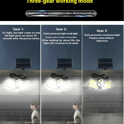 2 Pack Split Motion Sensor Flood Lights 3 Heads Waterproof 3 Modes Wall Lights for Yard Patio Garden