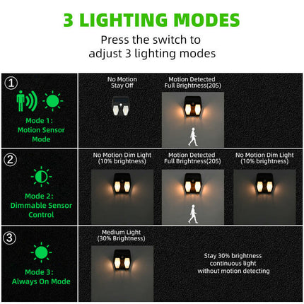 2 Pack Solar Wall Lights Motion Sensor Outdoor Waterproof Lights for Fence Garden Patio Yard