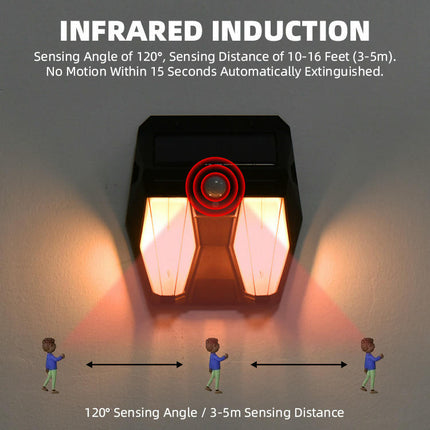2 Pack Solar Wall Lights Motion Sensor Outdoor Waterproof Lights for Fence Garden Patio Yard