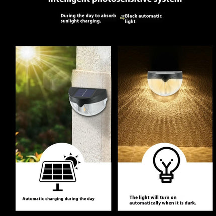 2 Pack Solar Fence Lights Outdoor Waterproof Wall Lights for Garage Front Door Patio