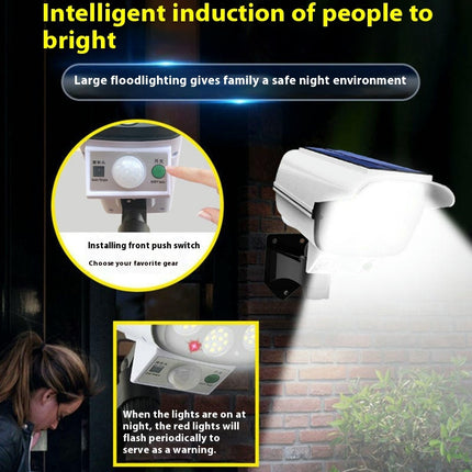 2 Pack Motion Sensor Solar Lights Outdoor Waterproof Lights Dummy Fake Camera for Porch Patio