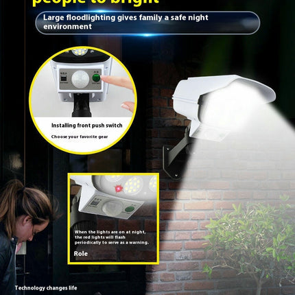 2 Pack Motion Sensor Solar Lights Outdoor Waterproof Lights Dummy Fake Camera for Porch Patio