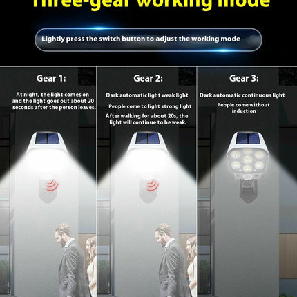 2 Pack Motion Sensor Solar Lights Outdoor Waterproof Lights Dummy Fake Camera for Porch Patio
